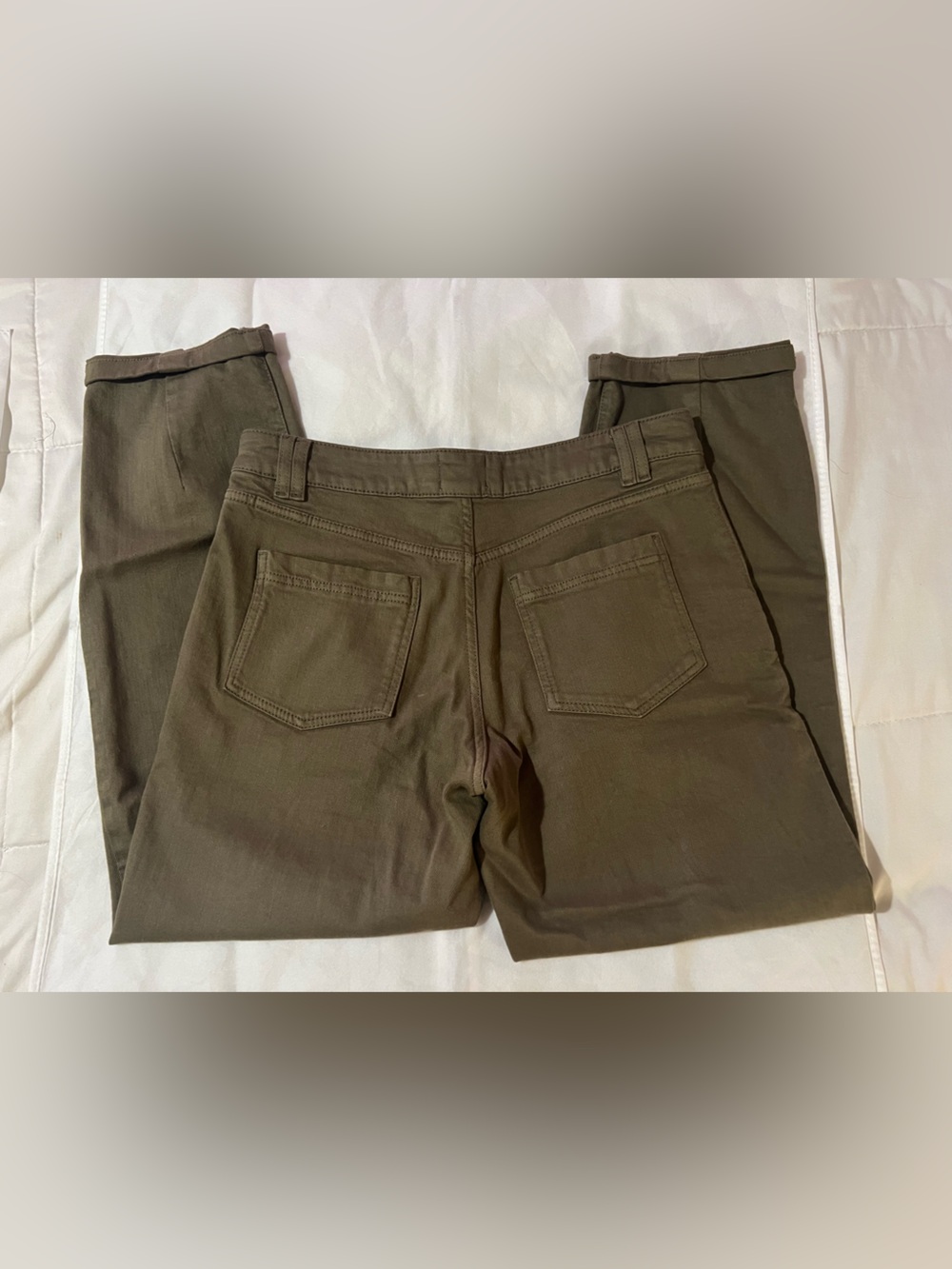 Sezane manu trousers olive green straight leg cropped pants size 38 or 6 USA - Picture 5 of 14